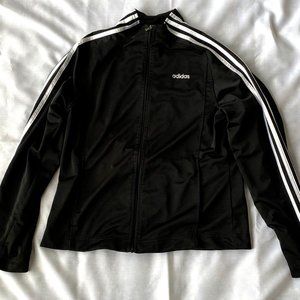 ADIDAS Essentials 3 Stripe Track Jacket Women's Size L Black & White Full Zip